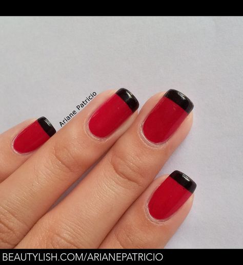 Almond Nails Red And Black, Nail Ideas Red And Black, Red And Black French Tip Nails, Rockabilly Nails, Elite Nails, Nail 2023, Sharp Claws, Pedicure Ideas, Black French Tips