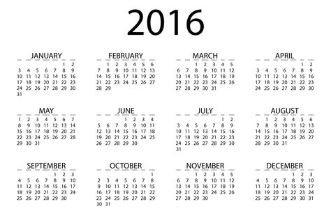 2016 Calendar by @GDJ, 2016 calendar plain white background, on @openclipart Yearly Calendar Template, Make A Calendar, Happy New Year 2016, Blank Calendar Template, Calendar Download, 2016 Calendar, Online Calendar, Free Calendar, Blank Calendar