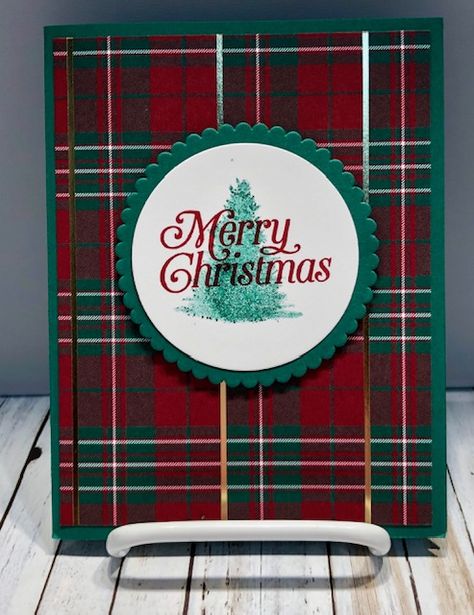 Christmas Cards Handmade Diy, Stock Paper Crafts, Christmas Card Stock, Snowman Christmas Cards, Card Stamping, Plaid Christmas Tree, Holiday Stamping, Family Christmas Cards, Christmas Paper Crafts