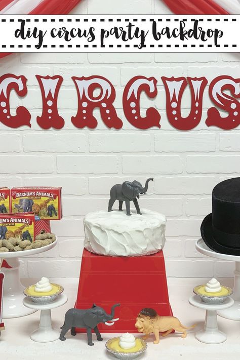 Make a fun circus party backdrop in no time with the SVG and DIY from Everyday Party Magazine #SVG #CircusParty #Dumbo #GreatestShowman Circus Cricut Ideas, Diy Circus Sign, Cricut Circus Projects, Diy Circus Party, Circus Party Centerpieces, Circus Party Foods, Carnival Party Ideas, Birthday Food Ideas, Party Centerpieces Diy