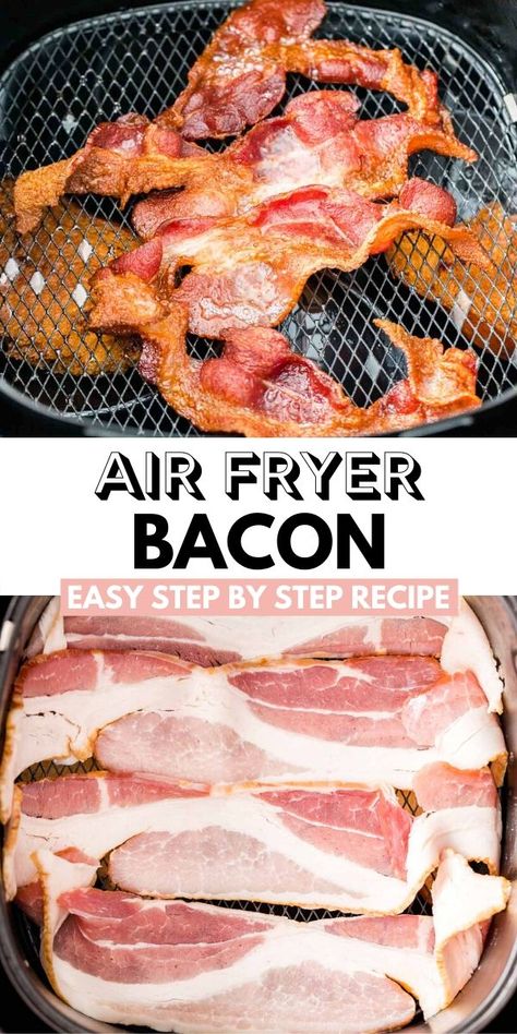 Air Fryer Bacon Crispy, Bacon In The Air Fryer, Quick Breakfast Sandwich, Air Fryer Bacon, Air Fryer Recipe, Cooking Bacon, Burger Toppings, Blogger Photos, Easy Air Fryer