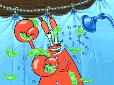 reactions money spongebob rich make it rain 4gifs mr krabs free money get paid raining money riches spongeb Ja I Ty, Raining Money, Mr Krabs, College Kids, Make It Rain, Spongebob Memes, Spongebob Squarepants, How To Get Rich, Shopping Hacks