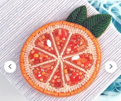 Lemon Bead Embroidery, Fruit Bead Embroidery, Fruits Embroidery, Beaded Coasters, Tambour Beading, Hand Beaded Embroidery, Diy Bead Embroidery, Tambour Embroidery, Bead Embroidery Tutorial