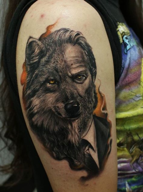 Human Face Tattoo, Wolf Face Tattoo, Wolf Tattoo Forearm, Werewolf Tattoo, Thigh Tattoo Men, Tattoo Shading, Armband Tattoo Design, Wolf Face, Taurus Tattoos