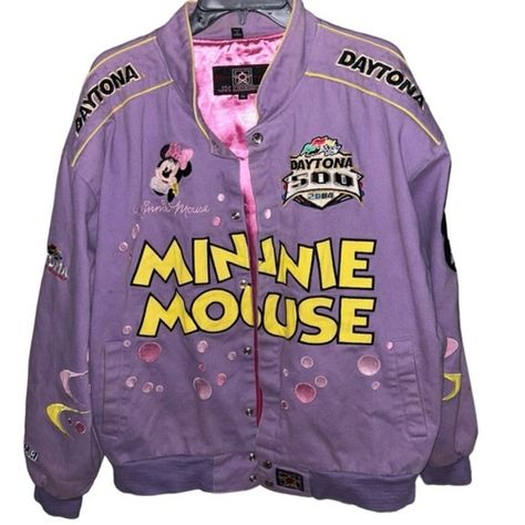 Vintage Daytona Purple mini mouse jacket by JH Design Sz 2XL collector Minnie Mouse Jacket, Disney Collector, Coats Vintage, Purple Vintage, Daytona 500, Varsity Jackets, Mini Mouse, Button Style, Full Sleeves