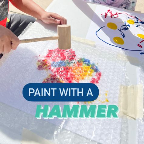 Toddler Art Activity with Hammers - Toddler Approved Construction Activities Preschool, Community Helpers Crafts, Community Helpers Preschool Activities, Preschool Construction, Prek Crafts, Toddler Painting, Playful Learning, Lesson Plans For Toddlers, Montessori Art