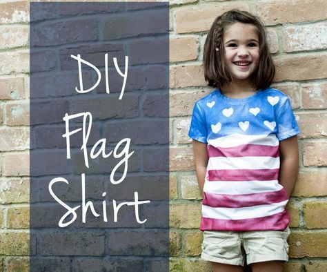 Diy Fourth Of July Shirt, Fourth Of July Shirts For Kids, Fourth Of July Crafts For Kids, Diy Flag, 4th Of July Shirts, Make Your Own Shirt, T Shirt Painting, Tie Dye Diy, Fourth Of July Shirts