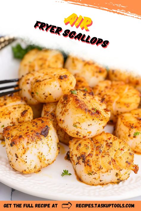 Experience a taste of gourmet cooking right at home with our Air Fryer Scallops recipe! Dive into succulent, perfectly cooked scallops made easy and healthy. With crispy edges and tender insides, they're a delight for seafood lovers. Follow us to add a dash of flavorful elegance to your mealtime. Pin this recipe now and transform your cooking experience. Air Fry Scallops, Baby Scallop Recipes, Air Fryer Scallops Recipe, Scallops Air Fryer, Air Fryer Scallops, Easy Scallop Recipes, Fresh Scallops, Scallops Recipe, Dried Scallops