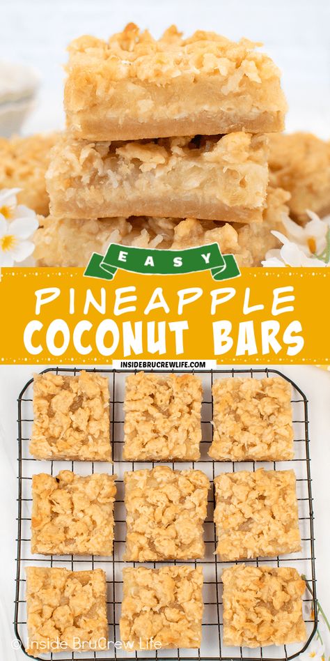 Pineapple Coconut Bars Recipe, Holiday Desert Recipes, Fruit Crisp Recipe, Pineapple Filling, Coconut Cookie, Salted Caramel Apple Pie, Pineapple Dessert Recipes, Recipe For Summer, Baked Dessert