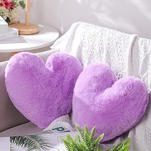 Fluffy Heart Pillow, Heart Shaped Pillow, Purple Throw Pillows, Chenille Throw Pillows, Heart Pillows, Butterfly Pillow, Pillow Plush, Cute Presents, Shaped Pillow