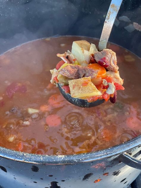 I’ve recreated a recipe that was frequently made by Old Cookie for the cowboys out on the trail from about 1870-1890. The meat and vegetables would change from time to time, depending on what Cookie had on hand or could find in the wild, but it was always good. Ken Rollins Recipes, Cowboy Kent Rollins Recipes, Kent Rollins Recipes, Seafood Bisque Recipe, Cast Iron Skillet Recipes Dinner, Cowboy Food, Cowboy Stew, Kent Rollins, Thick Stew