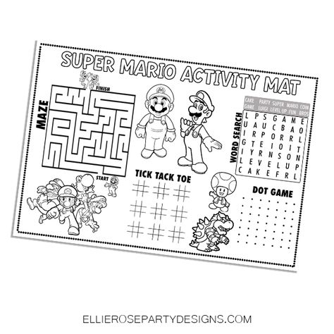 SUPER MARIO RICE KRISPIE PRINTABLE | ellierosepartydesigns.com Super Mario Homeschool, Super Mario Activities Free Printable, Super Mario Activity Sheets, Mario Activity Sheets, Super Mario Free Printables, Super Mario Activities For Kids, Mario Bros Activities, Mario Printables Free, Mario Activities