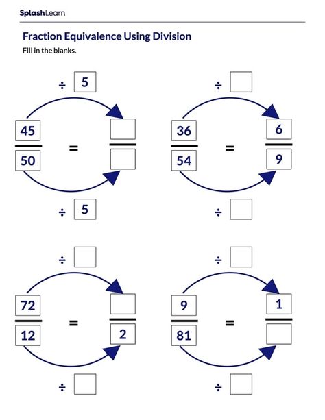 Equivalent Fractions Worksheet, Fractions Division, Division Sign, Worksheets For Elementary, Finding Equivalent Fractions, Maths Paper, Number Lines, Math Division, Division Worksheets