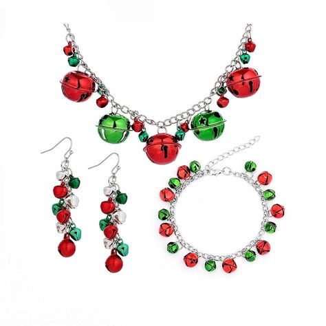 PRICES MAY VARY. The Christmas Jingle Bell Dangle Earrings/Bracelets/Necklaces Are Made Of Hypoallergenic metal for sensitive ears, 14K White Gold Plated, High Quality Plating & Polished, Cute Stocking Stuffers Jewelry Set. Green, Red Jingle Bell Balls, Highest Quality Craftsmanship, Lightweight and Comfort Fit. Great Gift for Holiday, Christmas And New Year. Necklace Size: 18.9"+1.77", Bracelet Size: 7"+1.77", Earring Size: 2.44". Fashion Elegant Dangling Jewelry, Well matched for dress, appoin Year Necklace, Gifts For Daughter, Red Green Christmas, Christmas Jingles, Christmas Clothes, Great Gifts For Women, Christmas Accessories, Jingle Bell, Fashion Elegant