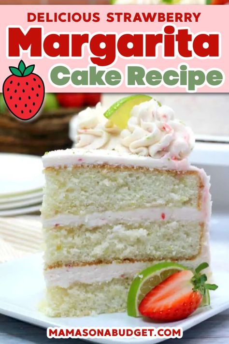 Strawberry Margarita Cake Recipe, Strawberry Margarita Cake, Margarita Cake Recipe, Whipped Topping Recipe, Margarita Cake, Mississippi Mud Cake, Apple Pie Bites, Fruity Cake, Strawberry Margarita