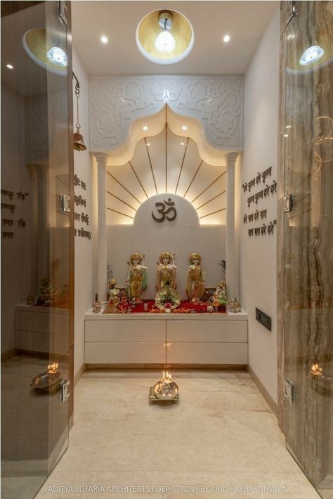 Pooja Cabinet Design, Pooja Cabinet, Mandir Interior, Mandir Ideas, Puja Unit, Big Temple, Pooja Door, Pooja Unit, Temple Room