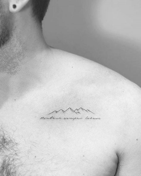 Mountain Tattoos For Men - 62 Simple Designs, Ideas & Meaning West Virginia Tattoo, Virginia Tattoo, Alaska Tattoo, Moutain Tattoos, Small Mountain Tattoo, 27 Tattoo, Geometric Mountain Tattoo, Mountain Range Tattoo, Mountain Tattoos