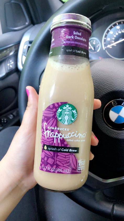 I tried the new Starbucks Salted Dark Chocolate w/ Splash of Cold Brew Drink!  #starbucks #coldbrew Starbucks Bottled Drinks, Kopi Starbucks, Cafe Starbucks, Starbucks Bottles, Drink Starbucks, Fast Food Drinks, Secret Starbucks Drinks, Frappuccino Bottles, Road Trip Food