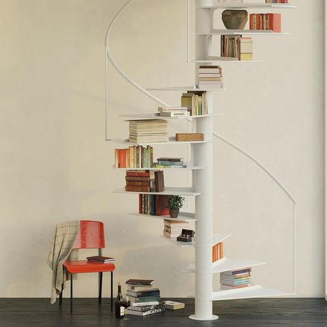 Books In Stairs, Spiral Staircase Bookshelf, Spiral Staircase Storage, Spiral Staircase Library, Spiral Staircase Decor, Spiral Bookshelf, Staircase Library, Book Staircase, Sebastian Errazuriz