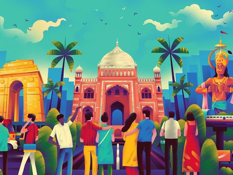 Culture Trip - Delhi by muhammed sajid Delhi City, Bangalore City, India Design, Singapore Airlines, Coaster Design, Custom Coasters, Street Scenes, Taj Mahal, Poster Art