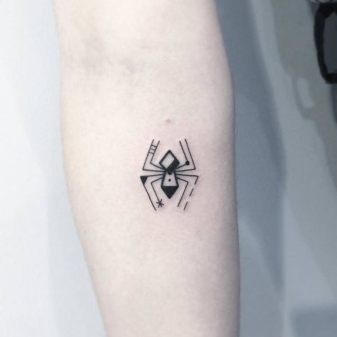 Spider Tattoo Design Simple, Geometric Spider Tattoo, Spider With Moon Tattoo, Spider Tattoo Geometric, Abstract Spider Tattoo, Spider Tattoo Linework, Spider Themed Tattoos, Spider Tats, Spider Cartoon