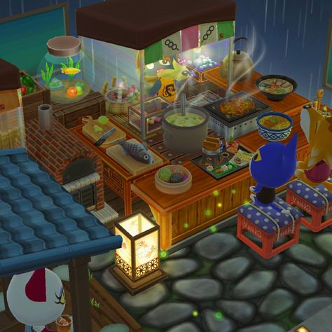 Animal Crossing Stores Idea, Stores Animal Crossing, Acnh Festival Area, Acnh Sushi Restaurant Outdoor, Acnh Japanese Festival, Animal Crossing Street, Japan Animal Crossing, Cute Animal Crossing Villagers, Acnh Japanese Street