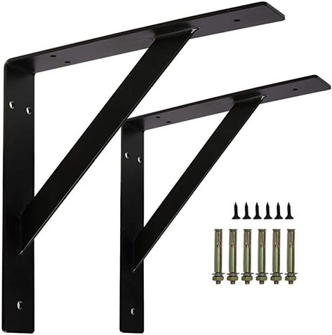 Pantry Shelving Brackets, Wall Brackets Shelves, Bracket Ideas, Living Room Decor Ikea, Pallet Deck Diy, Countertop Support Brackets, Black Shelf Brackets, Countertop Support, L Bracket