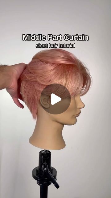 34K views · 2.2K likes | Hairbrained on Instagram: "Going with the Flow ✨ @myguiltycrown @ultabeauty Design Team Member  • Middle Part Flow haircut.  Cut this flowy short haircut with curtain bangs step-by-step.  I finished with @kenraprofessional Volume Mousse for the bounce and Texture Taffy for the edge.   Do you know someone who would wear this cut?   #haircut #haircuttutorial #middlepart #haircutting #hairtutorial #hairtutorials #hairvideos #haircutvideo #beautytutorial #howtocuthair #curtainbangs #shorthaircuts #crafthairdresser #hairbrained #hbloves" Middle Curtain Bangs, Middle Part Curtain Bangs Short Hair, Middle Part Flow Tutorial, Flow Middle Part, Middle Part Flow Haircut, Textured Middle Part, Short Haircut Back View, Middle Part Tutorial, Short Hair Middle Part