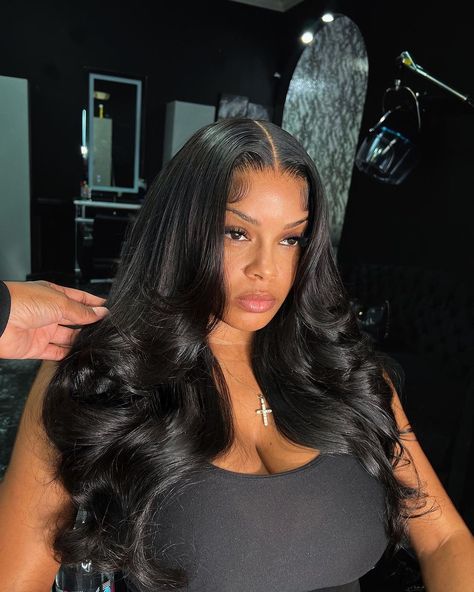 Closure Body Wave Wig, Curled Black Wig, Bombshell Curls Sew In, Quick Weave Curls Middle Part, Lace Closure Sewin, Middle Part Body Wave Quick Weave, Layered Body Wave Sew In, Middle Part Closure Sew In Curls, 20 Inch Quick Weave