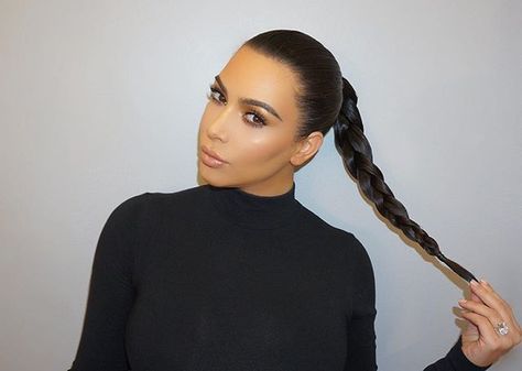 "Today's Vibes For KUWTK Interviews with Kim" (3/2/2016) Kim Kardashian Braids, Kardashian Braids, Sleek Braid, Kim Kardashian Hair, Sleek Hair, Sport Hair, Fabulous Hair, Skin Nails, Slicked Back Hair