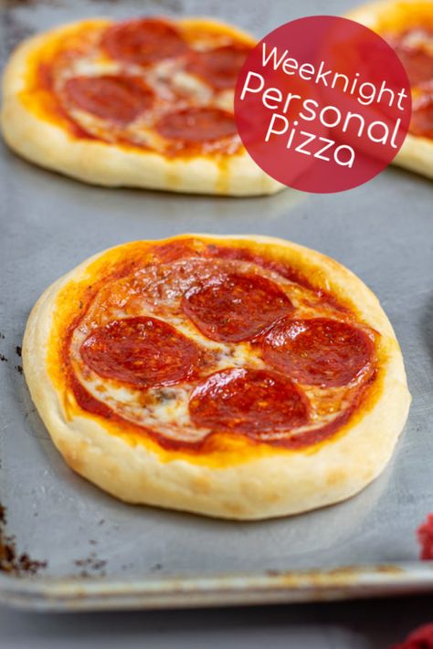 This weeknight Personal Pizza Recipe is a breeze to make, with only 4 ingredients you can can homemade pizza in less time than it takes to cook a frozen pizza. This recipe for personal pizza is sure to delight the whole family on a weeknight. Make your individual pizza tonight! #ad #Back2School #RhodesBread #personalpizza #weeknightdinner #dough #forkids #recipe #homemade #easy #oven Personal Pizza Recipe, Individual Pizza, Kids Pizza Recipes, Personal Pizzas, Vegetarian Pizza Recipe, Frozen Dinner Rolls, Individual Pizzas, Personal Pizza, Healthy Yogurt