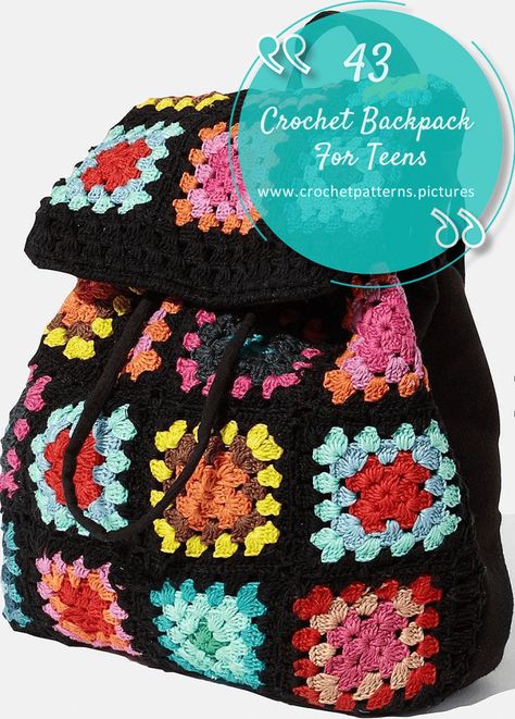 43 Crochet Backpack Pattern For Girls | Free Crochet Patterns Crochet Granny Square Backpack Pattern, Crochet Rucksack Free Pattern, Granny Square Crochet Backpack, Crochet Granny Square Backpack Free Pattern, Granny Square Backpack Pattern, Granny Square Backpack Free Pattern, Crochet Rucksack, Crochet Granny Square Backpack, Crochet Backpack Free Pattern