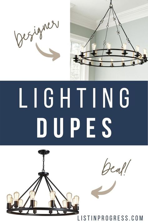 My latest collection of designer lighting dupes! I found a ton of affordable, stylish, statement light fixtures for way less than the high end versions. Both chandeliers and pendant light fixtures are in this roundup! #lighting #chandelier #pendant #pendantlight #modernlighting Light Fixture With Chain, Den Light Fixtures Family Rooms, Matching Chandelier And Pendant Lights, Open Floor Plan Lighting Fixtures, Farmhouse Kitchen Table Light Fixtures, Great Room Light Fixture, Metal Chandelier Dining Room, Modern Farmhouse Dining Room Lighting Chandeliers, Chandelier And Pendant Combos