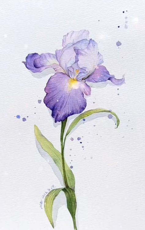 Iris Drawing, Urban Art Painting, Easy Flower Painting, Iris Painting, Watercolor Art Journal, Flower Drawing Tutorials, Watercolor Paintings For Beginners, Flower Art Drawing, Diy Watercolor Painting