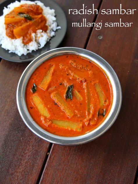 mullangi sambar recipe Seveche Recipe, Halvah Recipe, Veg Kurma Recipe, Easy Sambar Recipe, Sambhar Recipe, Moringa Recipes, Hebbars Kitchen, Veg Recipes Of India, Sambar Recipe