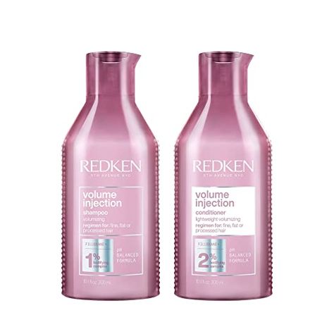 REDKEN Volume Injection Shampoo & Conditioner Set | For Fine Hair | Adding Lift & Body | Paraben Free Volume Hair Shampoo, Body Texture, Redken Hair Products, Shampoo And Conditioner Set, Hair Massage, Lifeless Hair, Volumizing Shampoo, Flat Hair, Hair Breakage