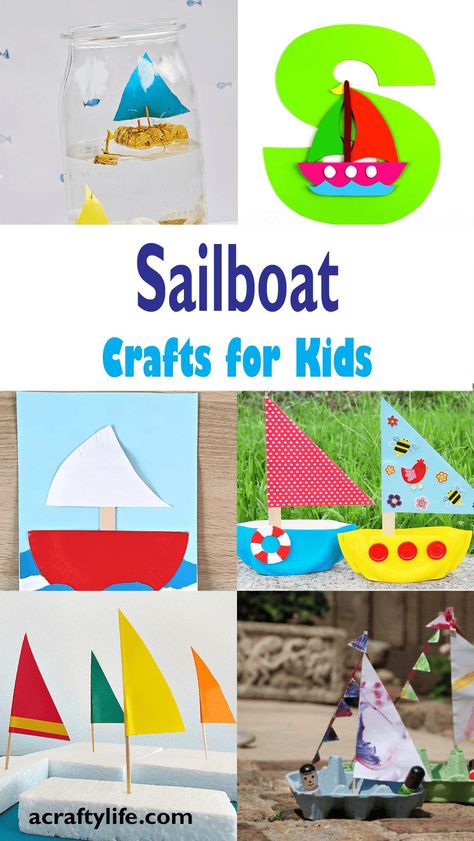 10 Easy Sailboat Crafts for Kids: Fun Boat Activities - A Crafty Life Boat Crafts For Kids, Boat Activities, Letter S Crafts, Boat Craft, Sailboat Craft, Easy Boat, Crab Crafts, Octopus Crafts, Whale Crafts