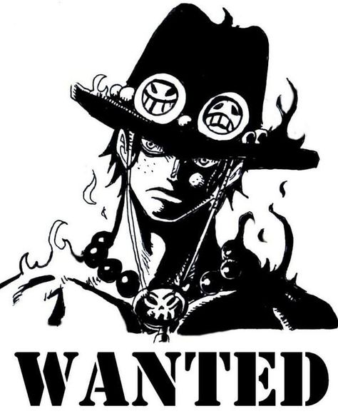 Portgas D Ace Wanted Ace Tattoo, Ace One Piece, One Piece Logo, One Piece Tattoos, Portgas D Ace, Wanted Poster, One Piece Ace, One Piece Drawing, Manga Anime One Piece