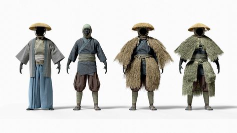 Japan Aesthetic Clothes, Feudal Japan Aesthetic, Villager Outfit, Peasant Clothing, Medieval Japanese, Farmer Outfit, Medieval Japan, Japanese Village, Feudal Japan