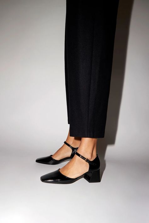 Suzanne Rae, Black Almond Toe Mary Janes With Leather Sole, Elegant Slip-on Mary Janes With Leather Sole, Black Mary Jane Slip-on Heels, Formal T-strap Mary Janes With Removable Insole, Black Mary Jane Slip-on Flats, Mary Jane Shoes Outfit, Personal Style Inspiration, Shoe Inspo