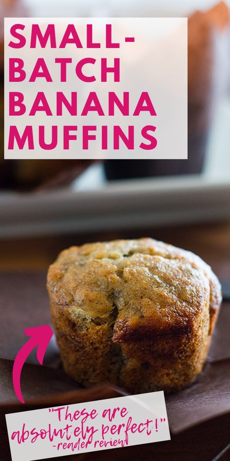 One Banana Muffin Recipe, Personal Banana Bread, Banana Bread Small Batch, Small Batch Banana Recipes, Small Batch Banana Chocolate Chip Muffins, Small Batch Banana Nut Muffins, Small Batch Banana Muffins 2 Bananas, Small Batch Muffins Breakfast, Small Banana Recipes