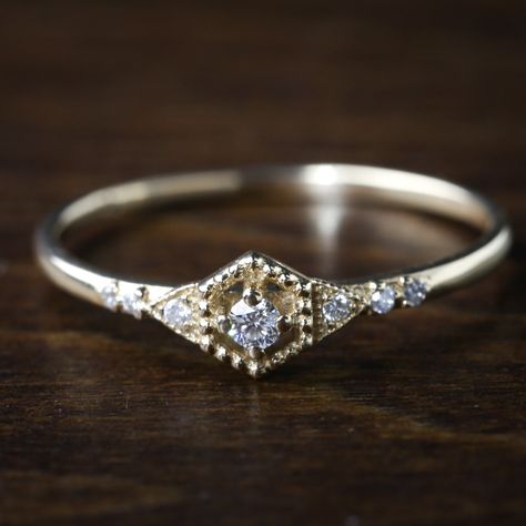 Small Diamond Engagement Ring, Small Diamond Engagement Rings, Tiny Engagement Rings, Small Engagement Rings, Hexagon Diamond Ring, Dainty Engagement Ring, Engagement Ring Antique, Dainty Engagement, The Bling Ring