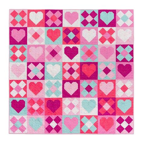 The Be Mine quilt (63 1/2" square) is a traditionally pieced pattern that requires beginner quilting knowledge. Hugs, kisses, hearts and warm fuzzies is all the Be Mine quilt is. The pattern gives in-depth instruction and diagrams and includes tags for labeling the various cuts of fabric. Quilts Using Fat Quarters, Beginner Quilting, Heart Quilt Pattern, Red And White Quilts, Quilt Pattern Download, Pen Pattern, Quilt Sewing Patterns, Paper Patterns, Heart Quilt