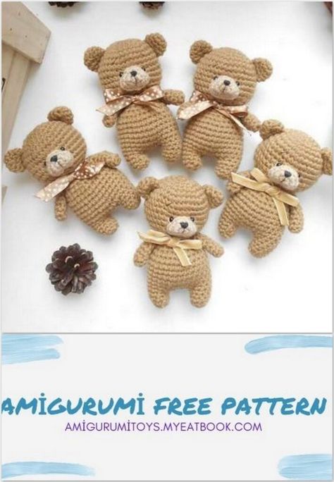 Amigurumi Teddy Bear Free Pattern - Amigurumi toys Teddy Bear Pattern Crochet, Bear Pattern Crochet, Crochet Teddy Bear Pattern Free, Amigurumi Teddy Bear, Teddy Bear Patterns Free, Crochet Doll Clothes Free Pattern, Teddy Bear Knitting Pattern, Bear Patterns Free, Tiny Teddies