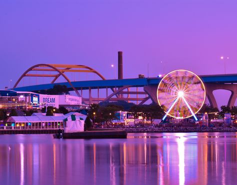 https://flic.kr/p/LPUYsj | Untitled  Milwaukee Summerfest Grounds and Hoan Bridge Milwaukee, Ferris Wheel, Fair Grounds, Train, Travel