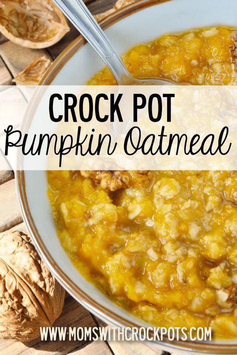 Crock Pot Pumpkin, Crockpot Oatmeal, Pumpkin Crockpot, Pumpkin Pie Oatmeal, Crockpot Breakfast, Pumpkin Oatmeal, Crock Pot Cooking, Oatmeal Recipes, Pumpkin Recipes