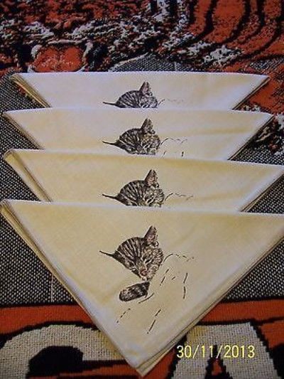 RARE Vintage Set 4 C&O RR Sleeping Chessie Cat Ivory Linen Napkins Never Used (12/07/2013) Chessie Cat, Train Whistles, Cat Shaming, Linen Dinner Napkins, Vintage Cats, Guinea Pig Toys, Kitty Art, Evening Post, Funny Pets