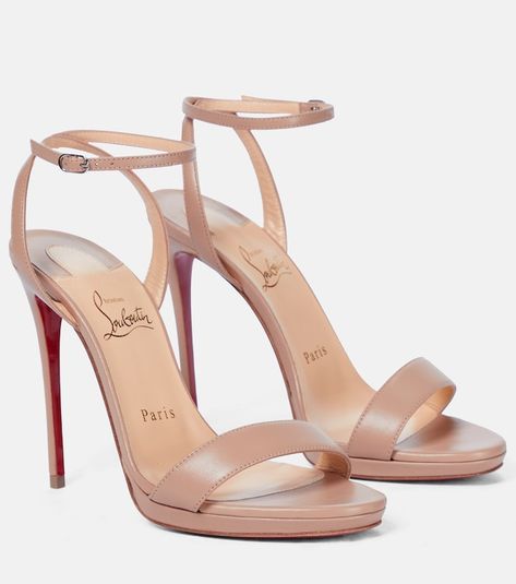 Christian Louboutin | Discover at Mytheresa Loubi Queen, Louboutin Online, Mid Heels Pumps, Red Louboutin, Louboutin Heels, Brown Leather Sandals, Slingback Sandal, Ankle Straps, High Heel Boots