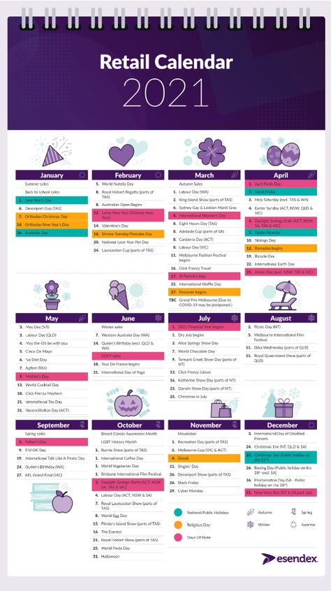 This retail or marketing calendar is for 2021 Australian key dates. Retail Social Media Posts, Marketing Planning Calendar, Schedule Social Media Posts, Stream Schedule, Marketing Schedule, Marketing Calendar Template, Marketing Examples, Student Planner Printable, Social Media Posting Schedule