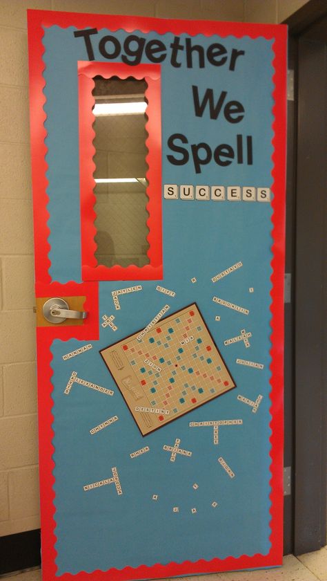 Board Game theme- Scrabble....might need a spelling door like this at home! Door Bulletin Boards, Board Game Themes, Teacher Doors, School Doors, Door Decorations Classroom, Classroom Games, Classroom Bulletin Boards, School Bulletin Boards, Game Themes